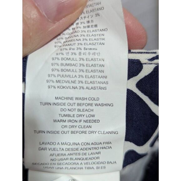 Michael Kors Women's Blue & White Abstract Pattern Straight Ankle Pants Size 8 - Picture 7 of 9